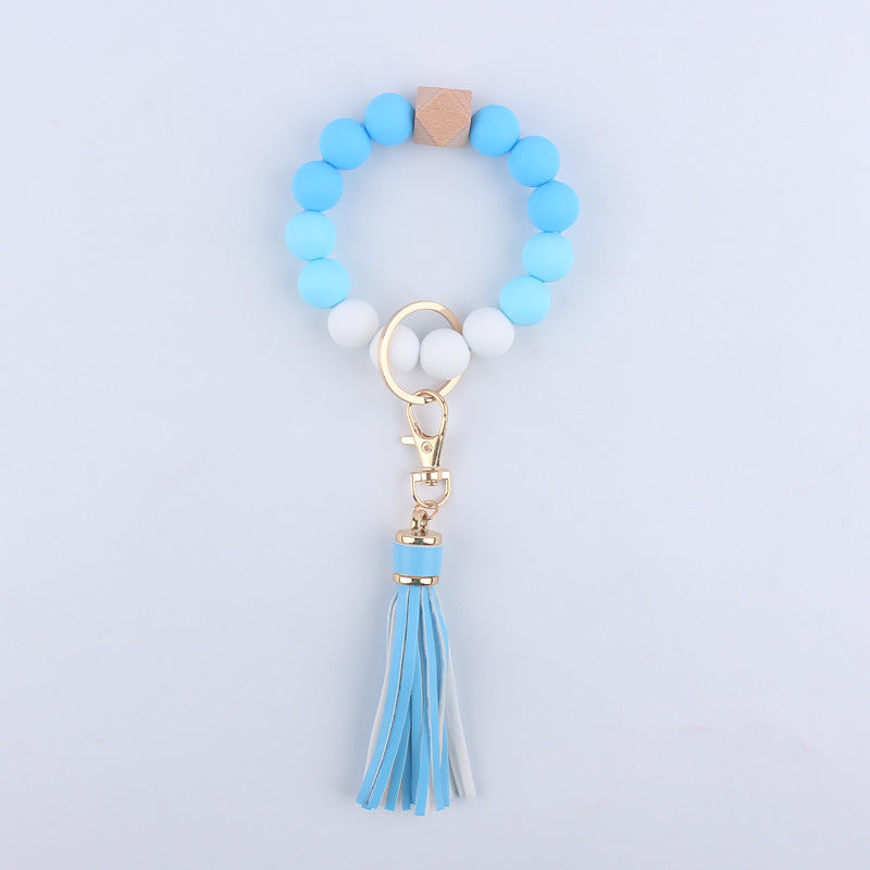 Wholesale Silicone Beaded Tassel Wrist Keychain